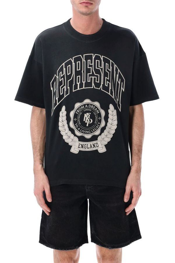 Represent Legacy Crest T-Shirt - Stained Black