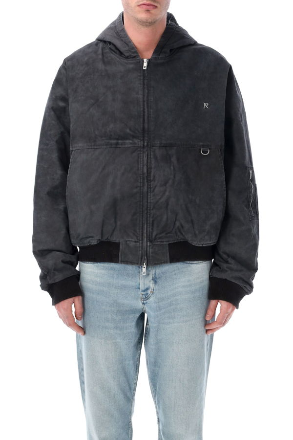 Represent Hooded Bomber Jacket - Washed Black