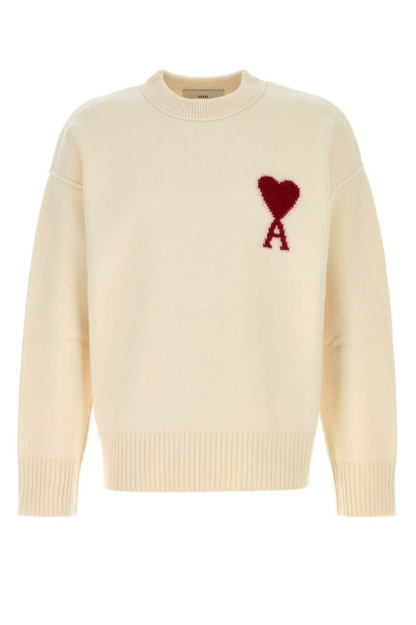 Ami Alexandre Mattiussi Ivory Wool Sweater - OFFWHITERED