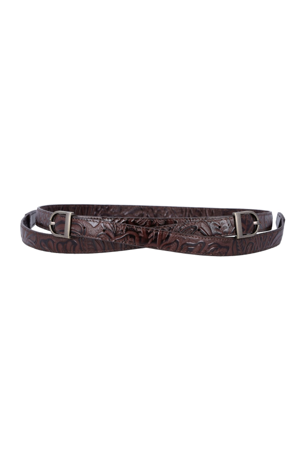 LOW CLASSIC Leather Two-Way Buckle Belt - Brown