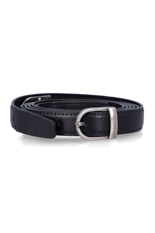 LOW CLASSIC Leather Two-Way Buckle Belt - Black
