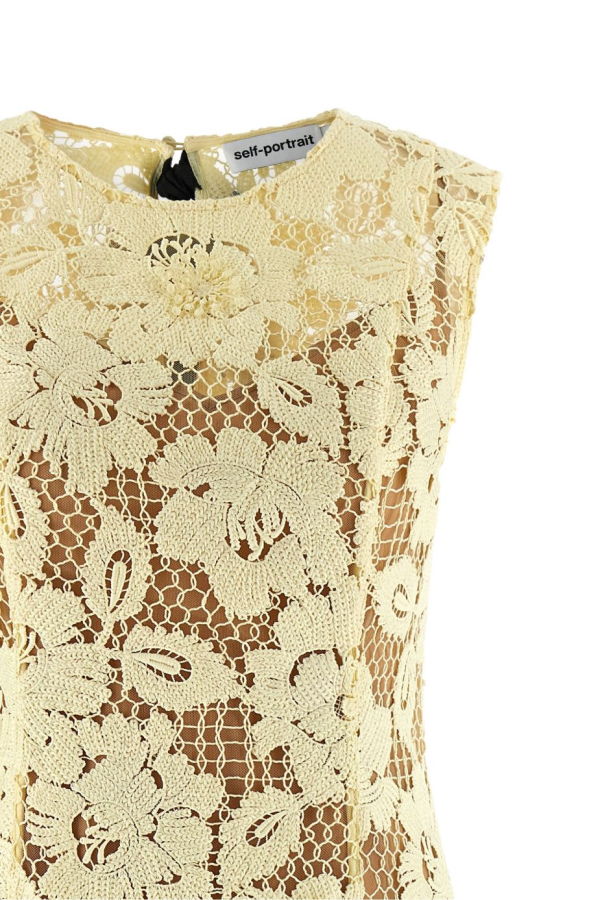 Self-Portrait Lace Midi Dress - Yellow