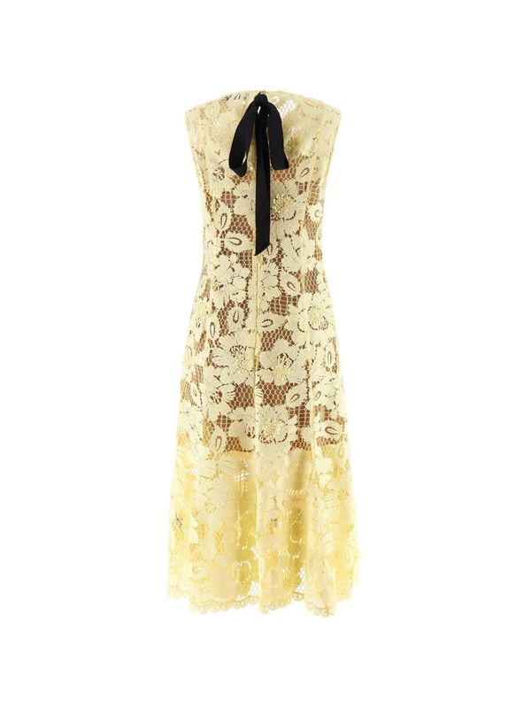 Self-Portrait Lace Midi Dress - Yellow | Garmentory