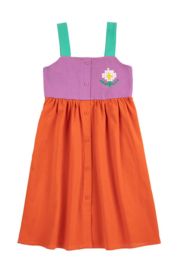 KIDS Bobo Choses Pixel Daisy Colour Block Dress - Multicolour