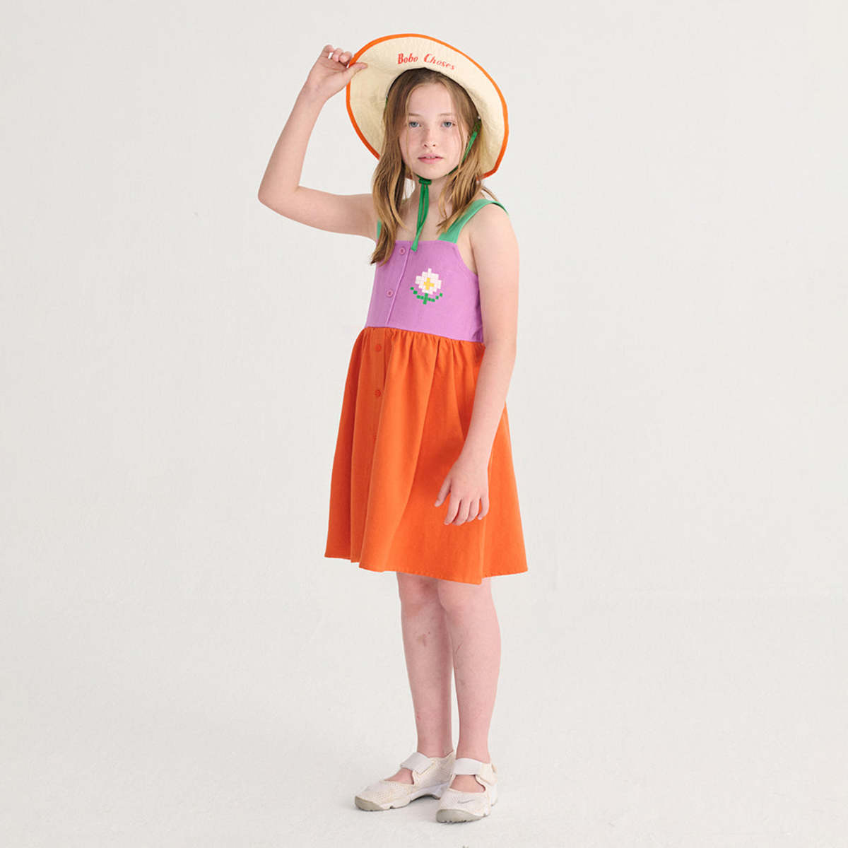 KIDS Bobo Choses Pixel Daisy Colour Block Dress - Multicolour - Image 4 of 5