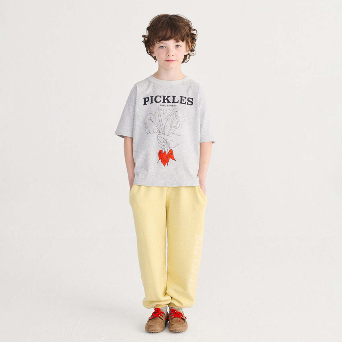KIDS Bobo Choses Bunch Of Vegetables Print Tee - Gray - Image 3 of 6