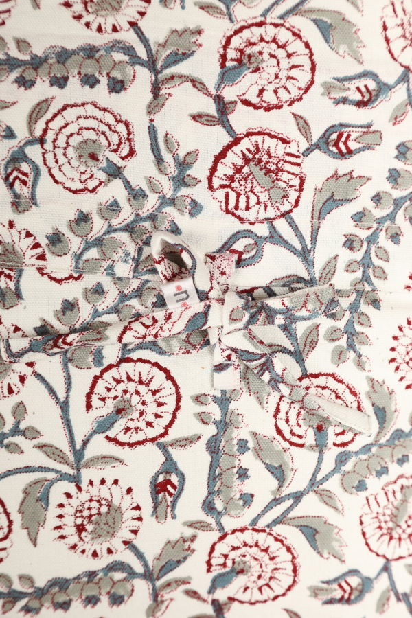 Ninéh Crimson Bloom Block Print Pillow