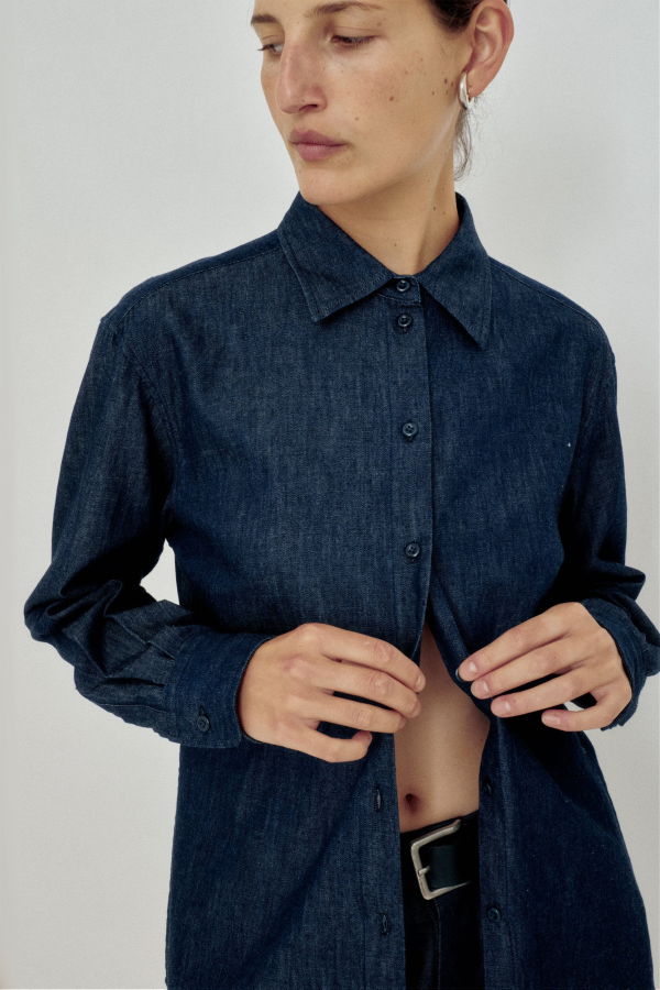 SAYAKA DAVIS NEW YORK Slim Shirt in Indigo Top