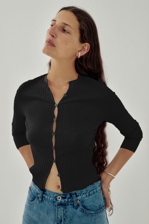 SAYAKA DAVIS NEW YORK Wavy Rib Cardigan