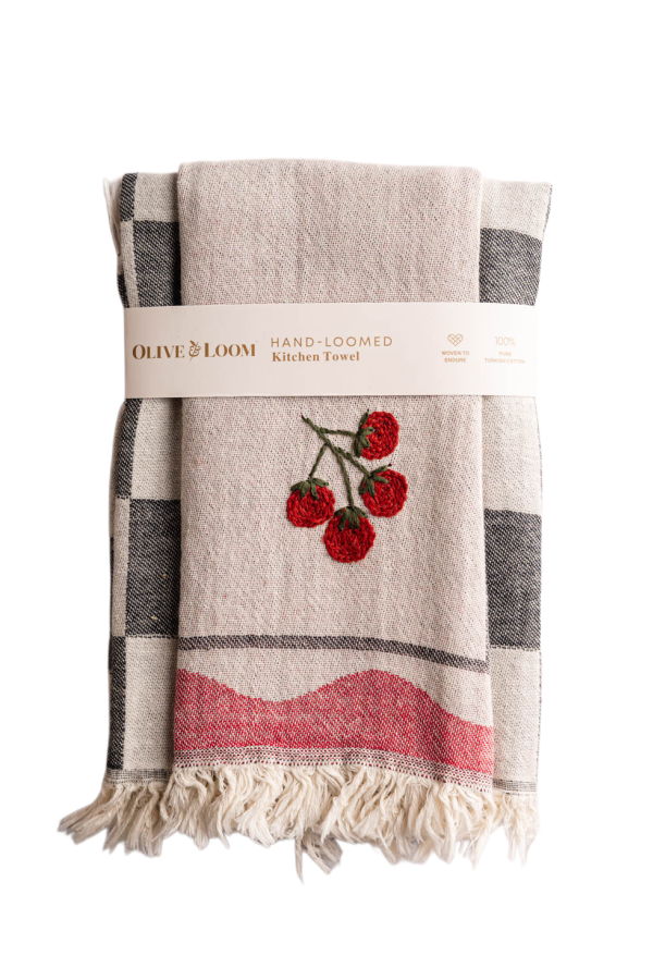 Olive and Loom S/2 Tomato Hand Stitched Kitchen Towel Set