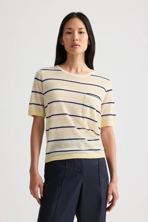 TWP Striped Short Sleeve Tee - Ivory Multi