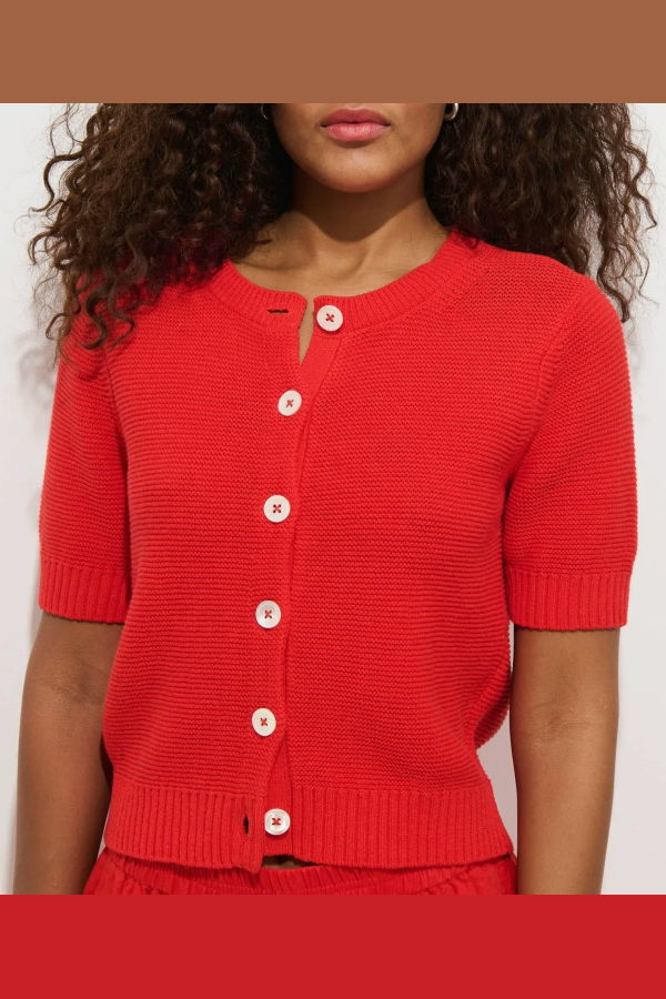 Alex Mill Elle Linen Cotton Cardigan - Tomato