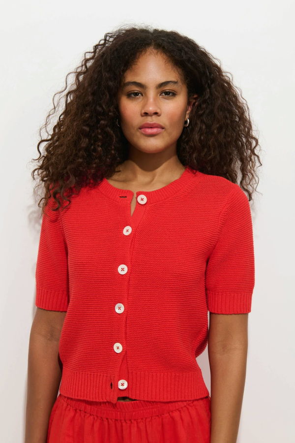Alex Mill Elle Linen Cotton Cardigan - Tomato