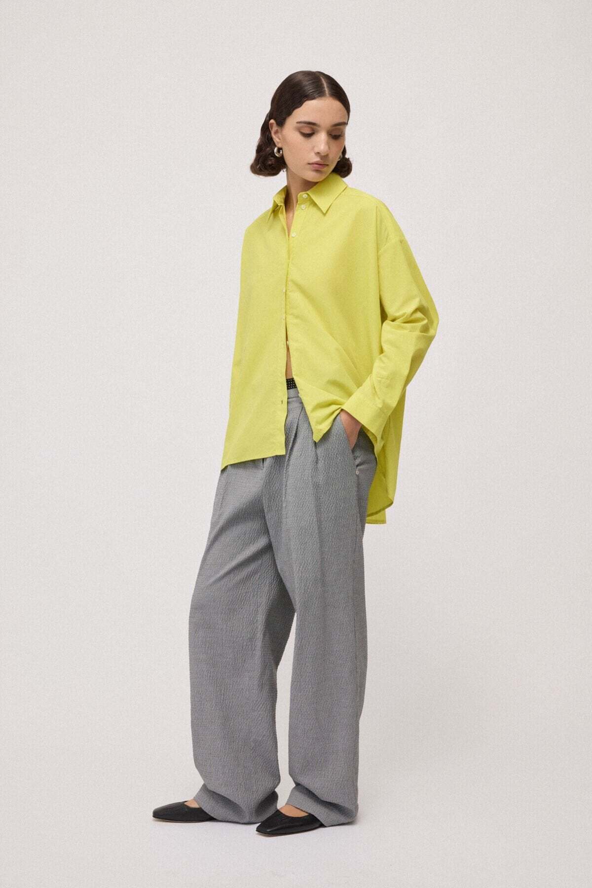 Ottod'Ame Oversized Button Down Top - Chartreuse - Image 1 of 5