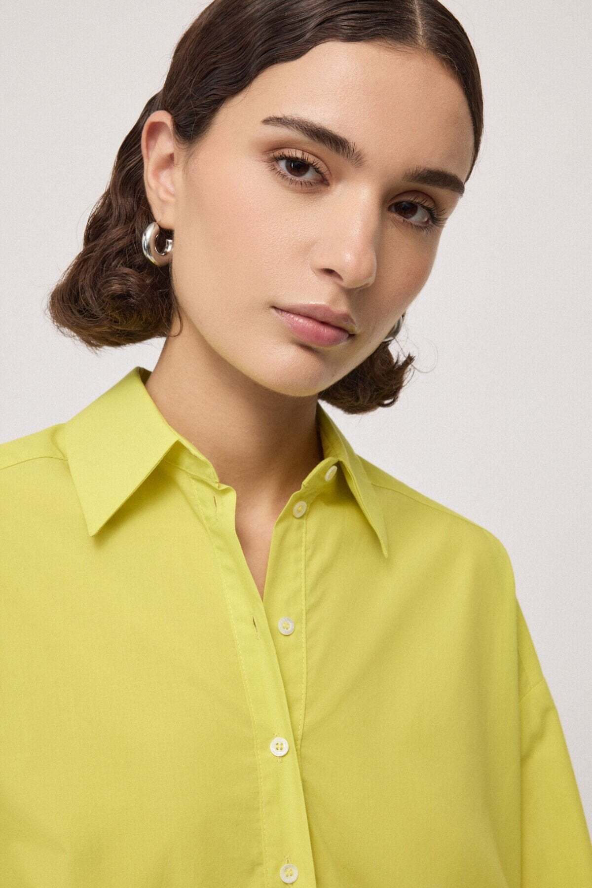 Ottod'Ame Oversized Button Down Top - Chartreuse - Image 3 of 5