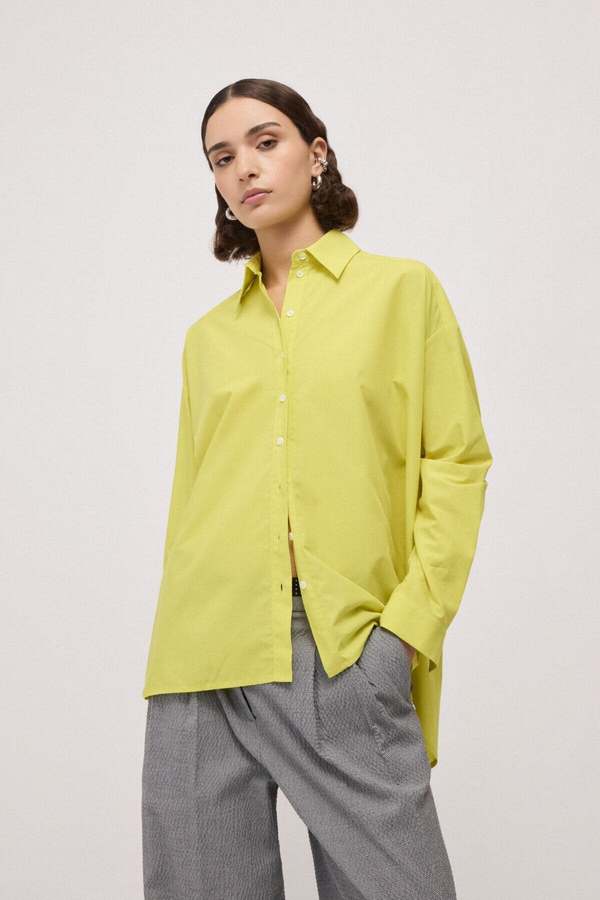 Ottod'Ame Oversized Button Down Top - Chartreuse