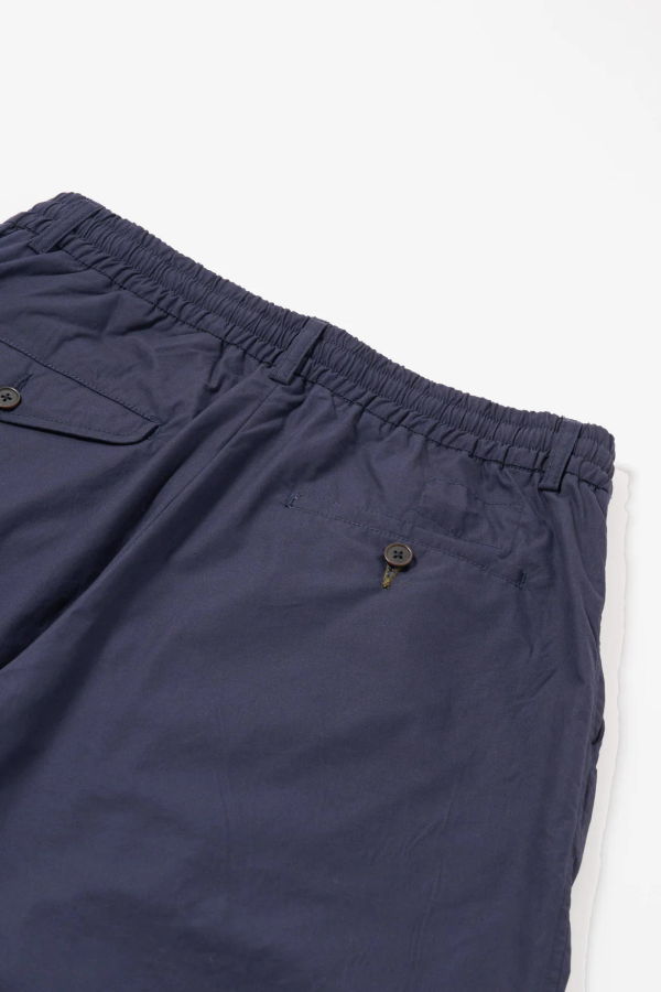 Universal Works Navy Peached Poplin Pleated Track Short Shorts