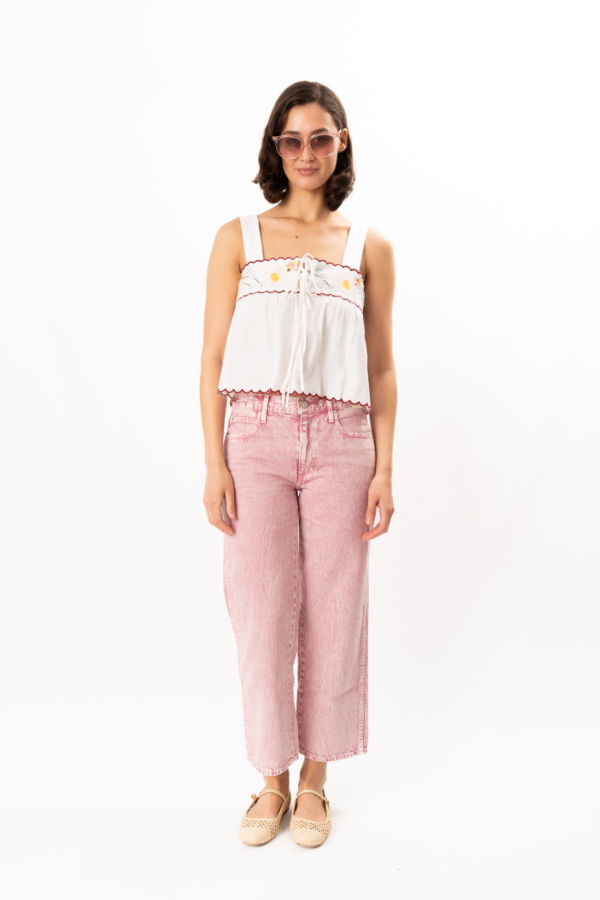 ciao lucia Ander Embroidered Linen Top - White