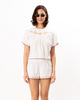 ciao lucia Idoya Embroidered Linen Top - White - Thumbnail 1