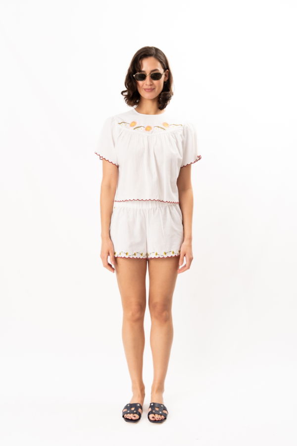 ciao lucia Idoya Embroidered Linen Top - White