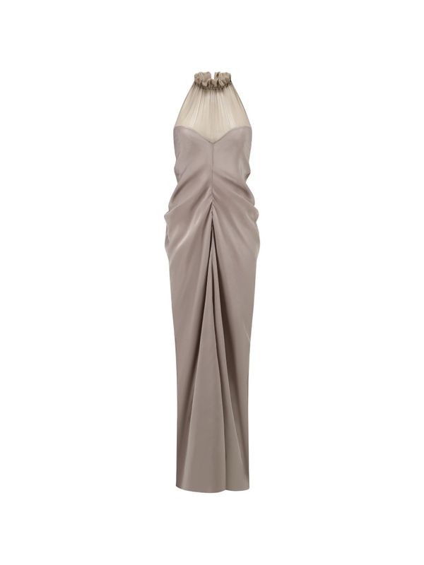 Oude Waag Ruched Halterneck Maxi Dress - Gray