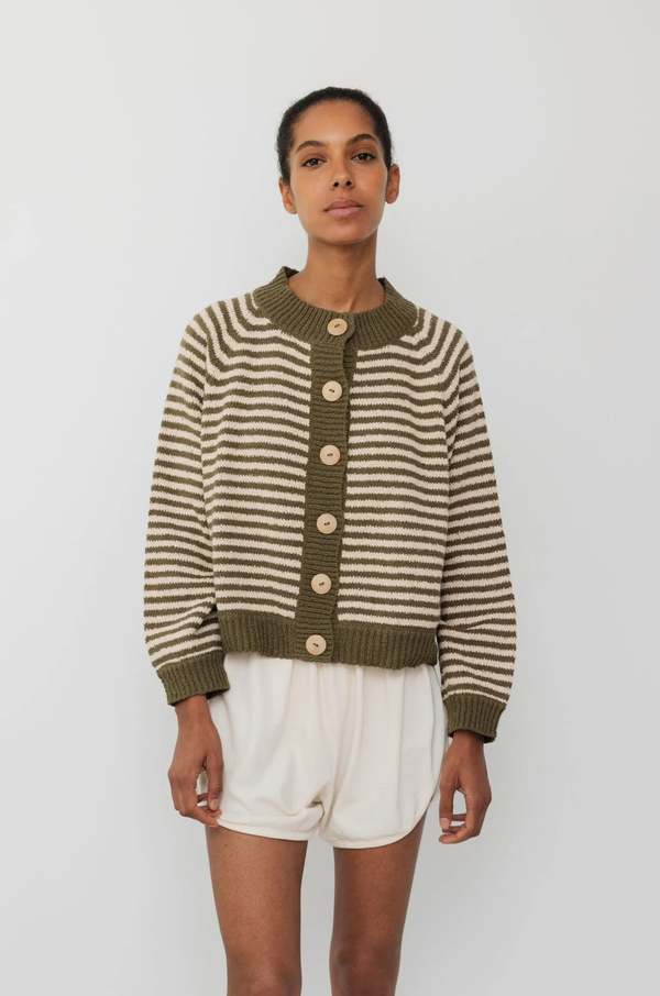 Wol Hide Striped Bomber Cardigan Wol Hide Striped Bomber Cardigan