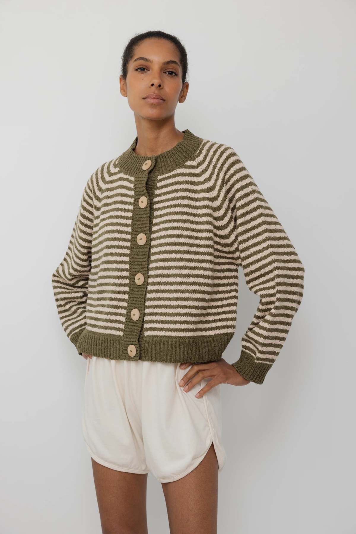 Wol Hide Striped Bomber Cardigan - Image 3 of 6