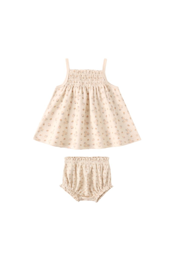 KIDS Quincy Mae Strawberries Smocked Bloomer + Tank Set