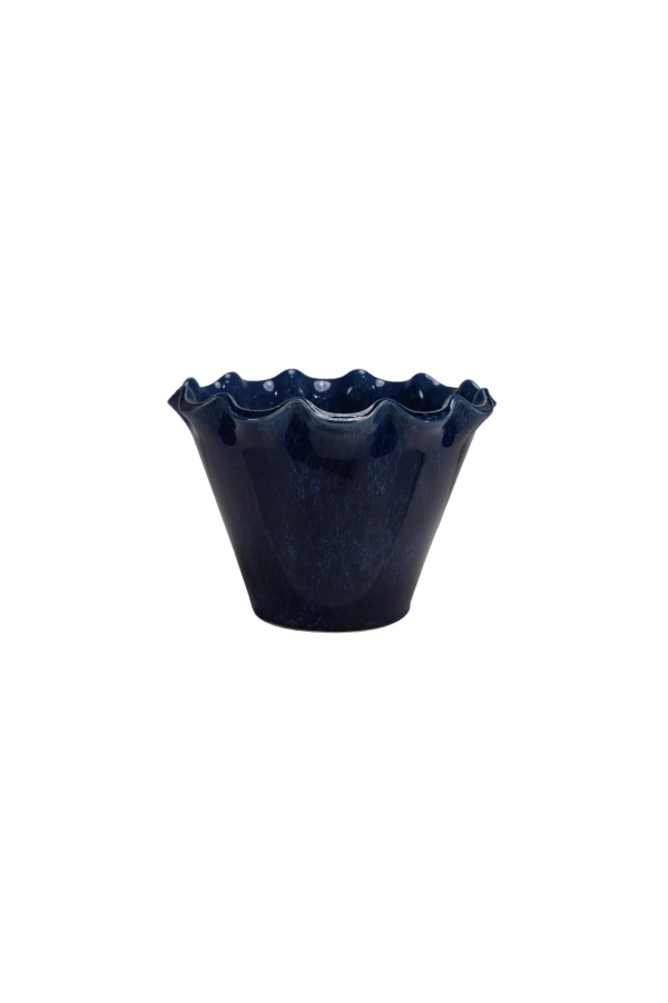 Creative Co-Op Painted Blue Stoneware Planter Pot with Drainage Holes