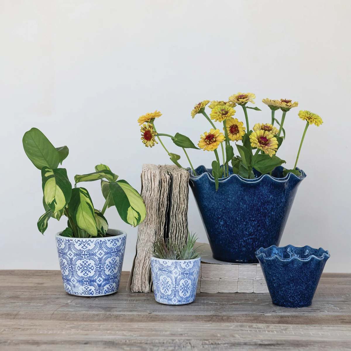 Creative Co-Op Small Painted Stoneware Planter Pot with Drainage Holes - Image 2 of 2