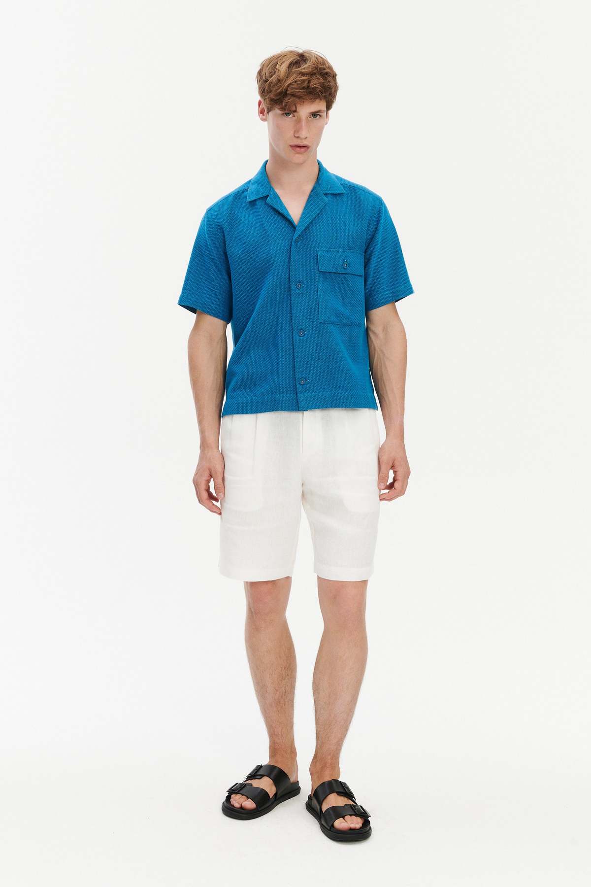Delikatessen Camp Collar Shirt in Structured and Light Cotton - Image 1 of 8