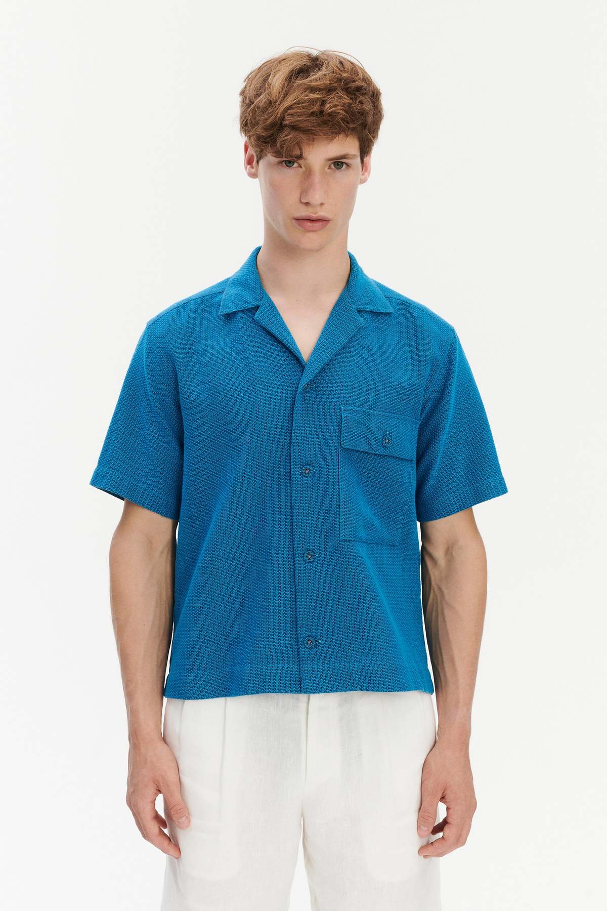 Delikatessen Camp Collar Shirt in Structured and Light Cotton - Image 5 of 8