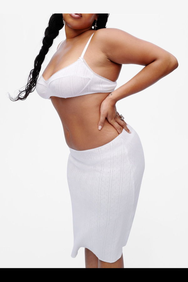 Cou Cou Intimates The Midi Slip Skirt - White