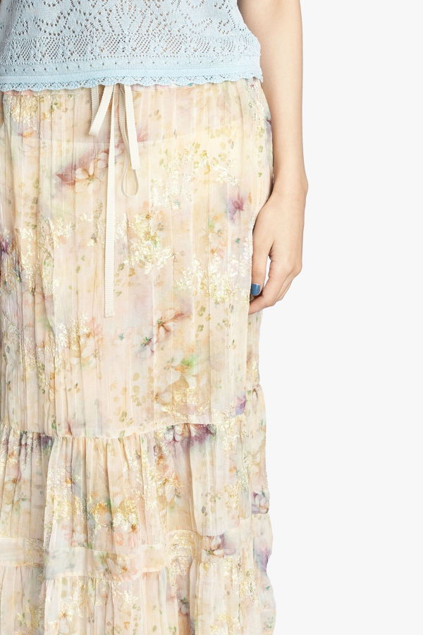 Anna Sui Oasis Blooms Tiered Skirt - Corn Multi