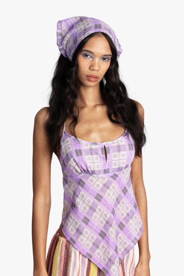Anna Sui Plaid Blossom Bandana