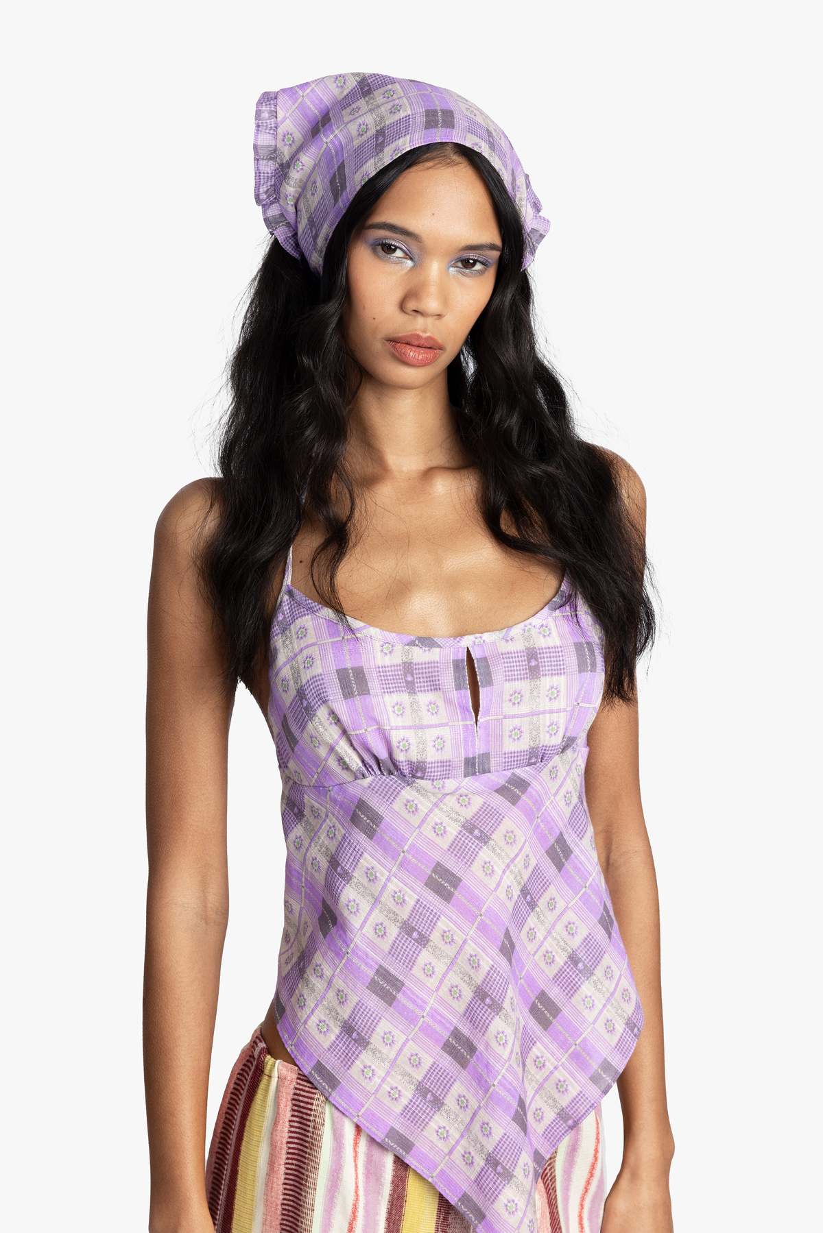 Anna Sui Plaid Blossom Bandana - Image 2 of 5