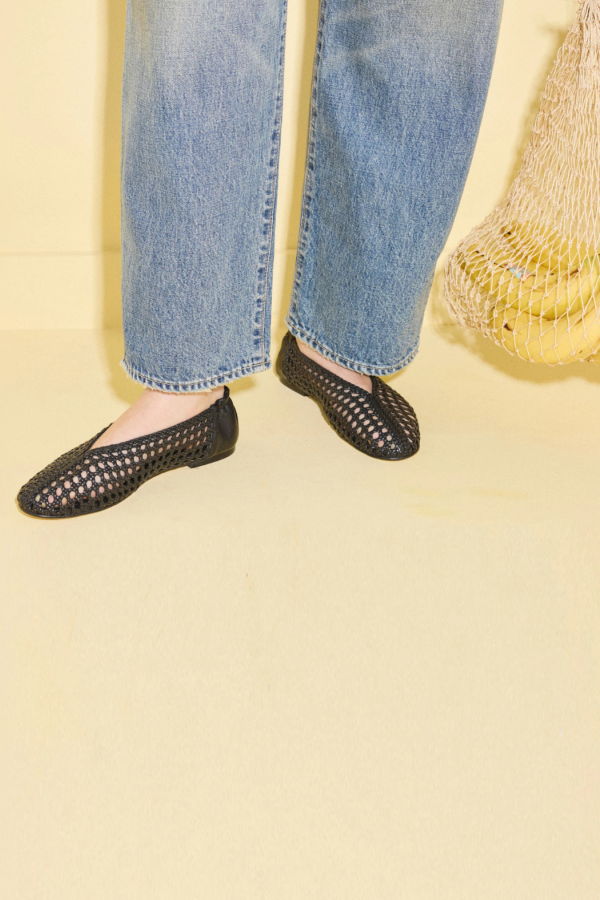 Freda Salvador Riley Open Weave Ballet Flat - Black Woven Calf