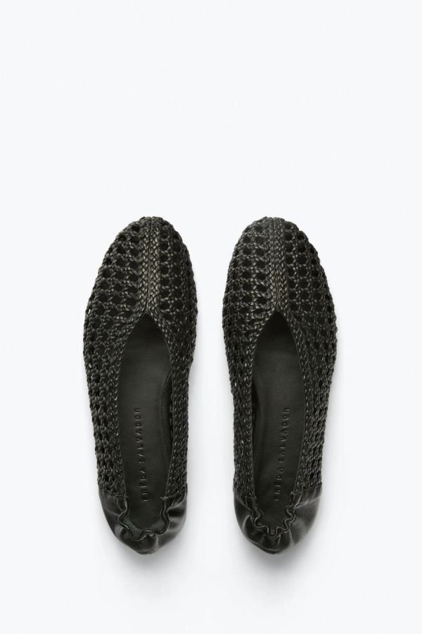Freda Salvador Riley Open Weave Ballet Flat - Black Woven Calf