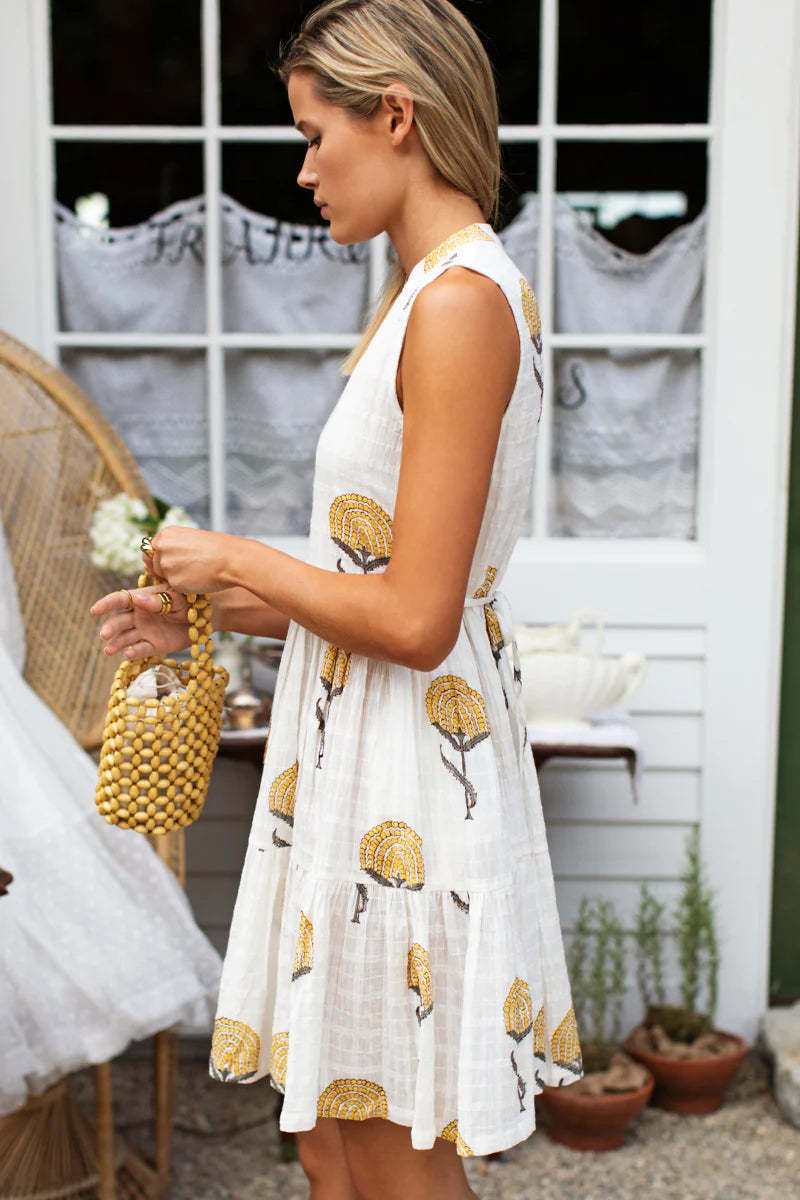 Emerson Fry Indigo Tier Short Dress - Marigolds