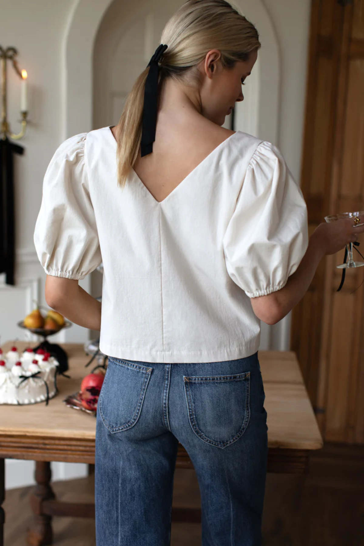 Emerson Fry Viscose V Top - Swan - Image 3 of 5