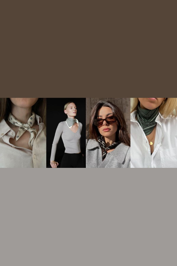 lescarf Cotton Paisley Scarf 55 cm - Black / Light Grey