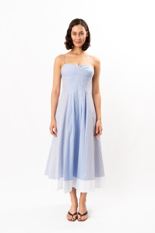 Jonathan Simkhai Chamberlain Cotton Midi Dress - Periwinkle Multi Stripe