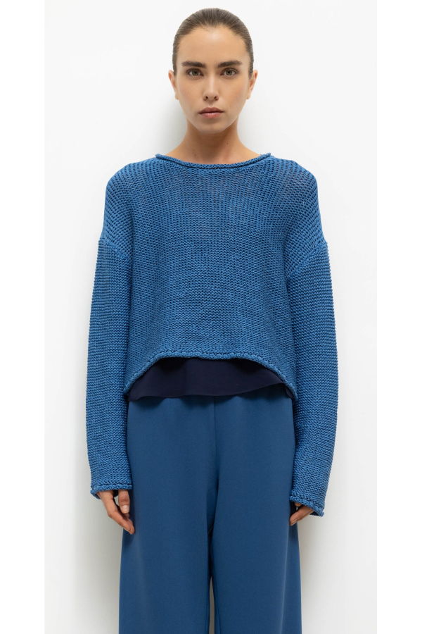 Leset Ben Crew Pullover Sweater - Bleuet