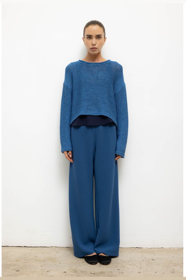 Leset Ben Crew Pullover Sweater - Bleuet