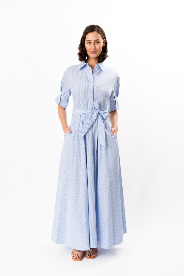 Jonathan Simkhai Truman Cotton Shirt Dress - Periwinkle Stripe