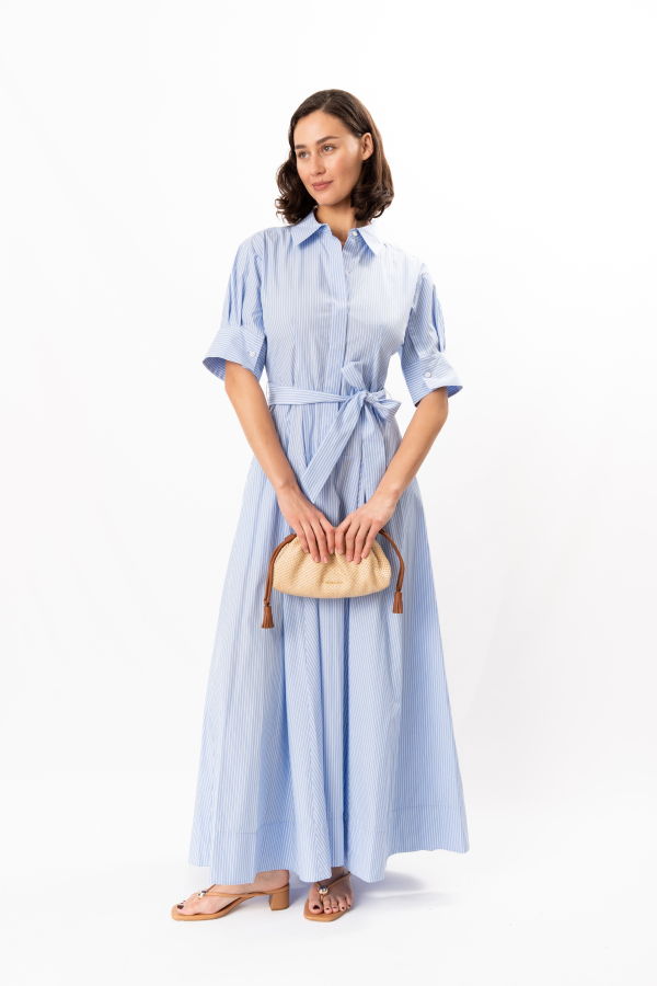 Jonathan Simkhai Truman Cotton Shirt Dress - Periwinkle Stripe
