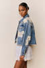 LoveShackFancy Amana Lace Appliqué Denim Jacket - Faded Blue - Thumbnail 2