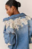 LoveShackFancy Amana Lace Appliqué Denim Jacket - Faded Blue - Thumbnail 3