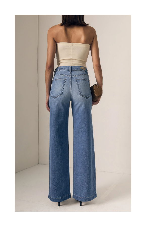 Le Jean Georgia Wide Leg High Rise Jean in Hidden Gem Jeans - Blue