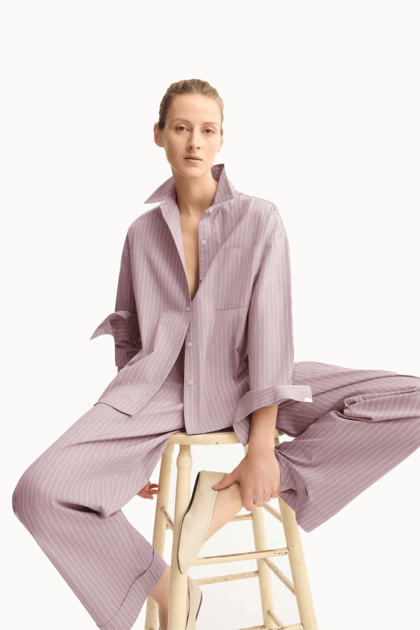 Arlo Mott Watts Side Button Shirt - Rose Stripe